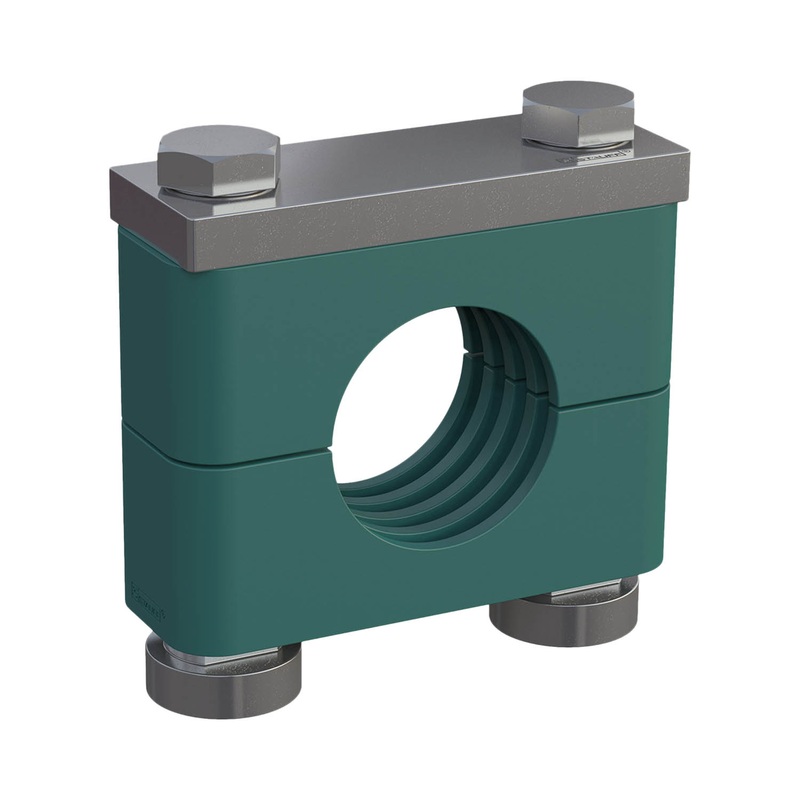 Clamp AssemblyHeavy Series Size 4S25mm Polypropylene W16Mounting Rail NutCover Plate, Hex Head BoltProfiled, with Initial Tension
