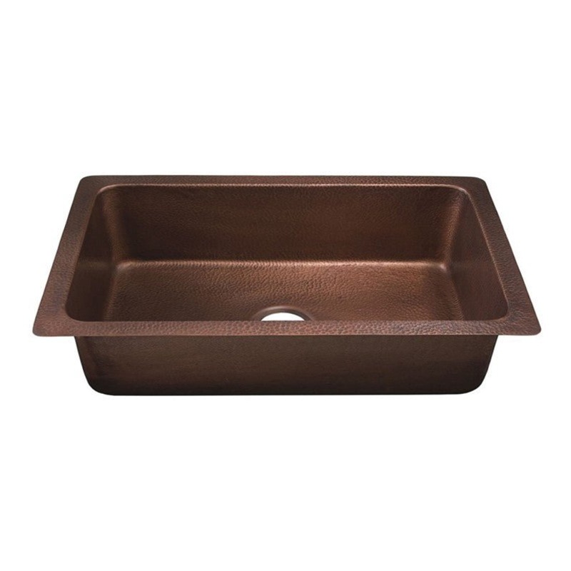 Dakota Sinks DSE-HC3218 Signature Elements Series 31 7/8 Inch Handmade Copper Single Bowl Undermount Kitchen Sink - Hammered Copper