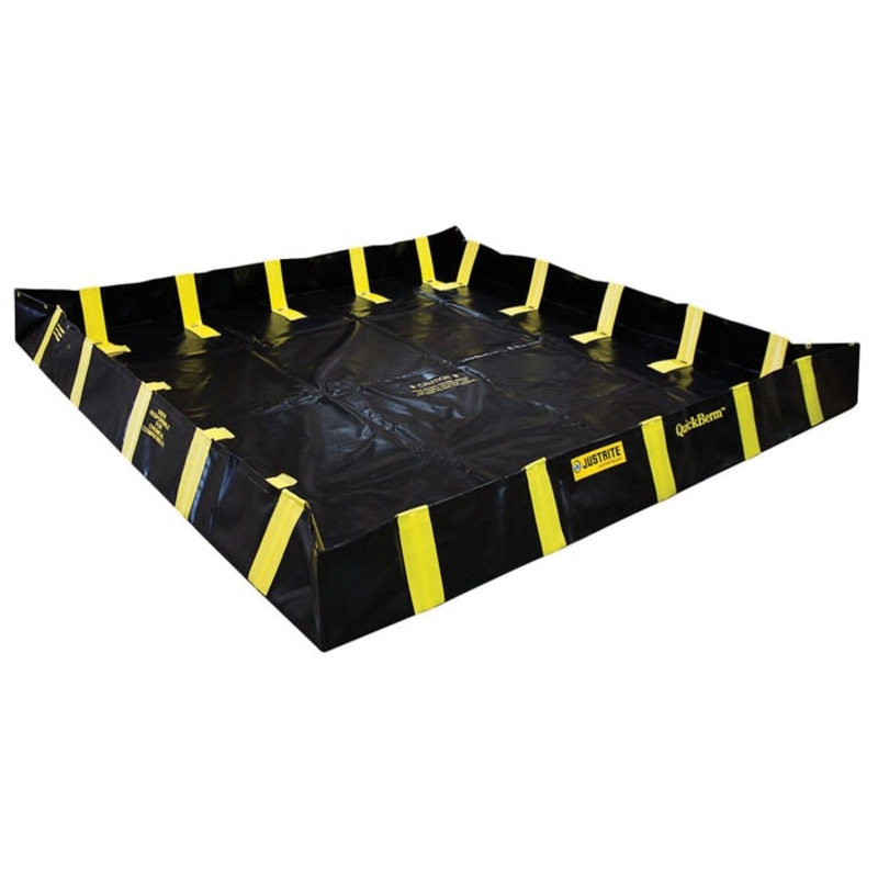 10' x 10' x 12", 745 Gallon Spill Capacity, Spill Containment Berm with Inside Wall Supports, QuickBerm, Black - 28542