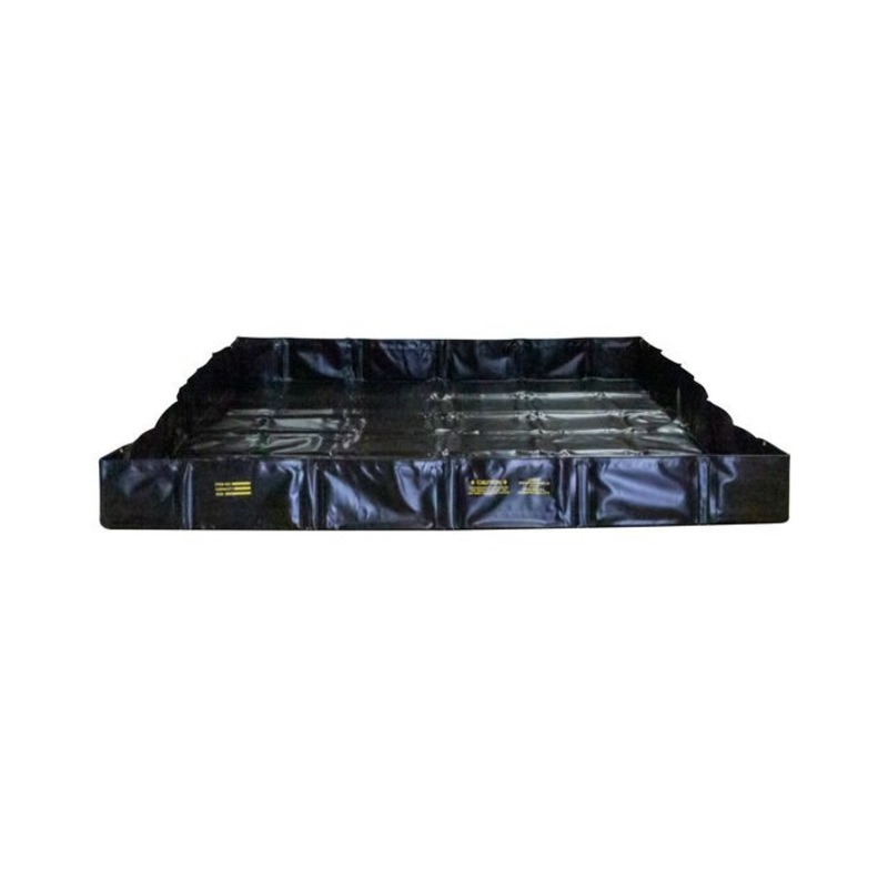 10' x 10' x 12", 748 Gallon Spill Capacity, Spill Berm with Angle Brackets, QuickBerm, Black - 28071