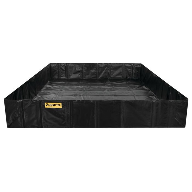 12' x 50' x 24", 8977 Gallon Spill Capacity, Spill Berm with Angle Brackets, QuickBerm, Black - 28099