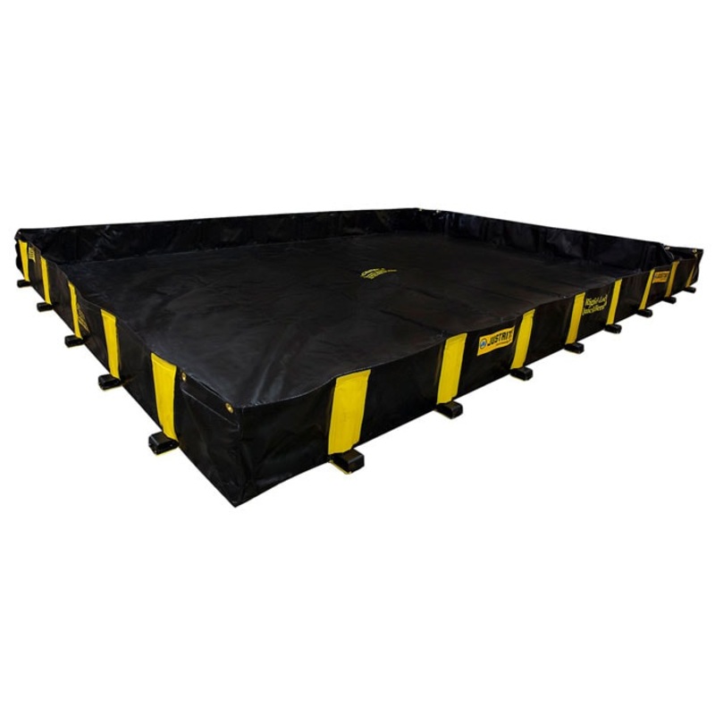 16' x 16' x 12", 1910 Gallon Spill Capacity, Drive Over Berm, Rigid-Lock QuickBerm, Black - 28528