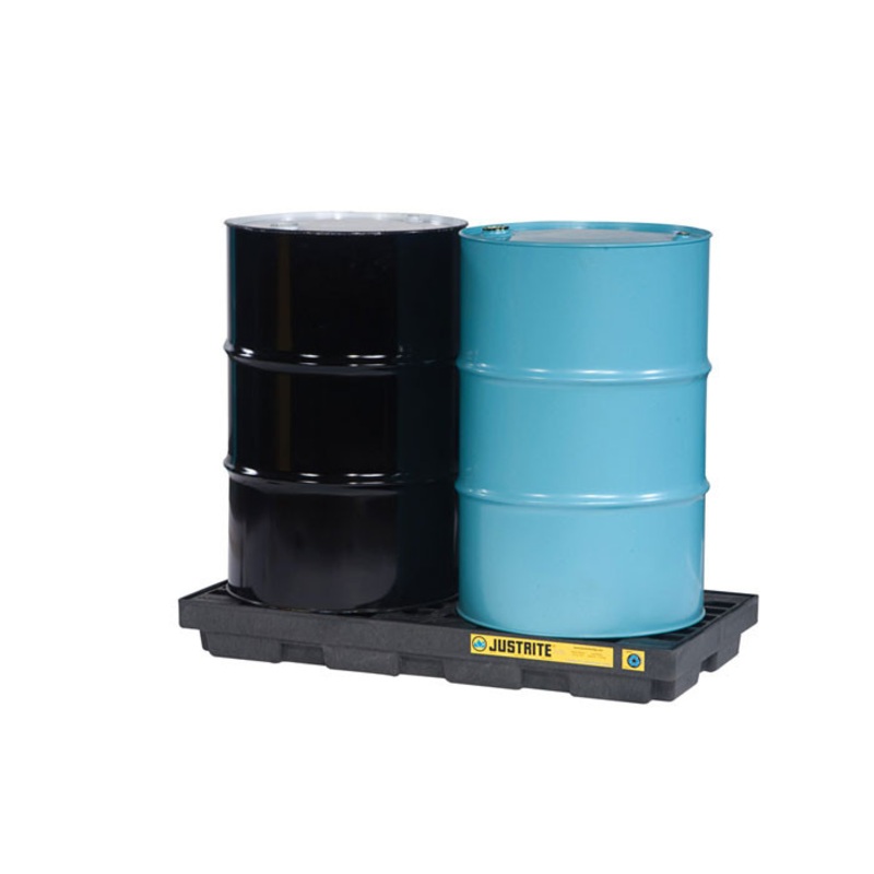 2 Drum Accumulation Center, 24 Gallon Spill Capacity, EcoPolyBlend, No Drain, Black - 28655