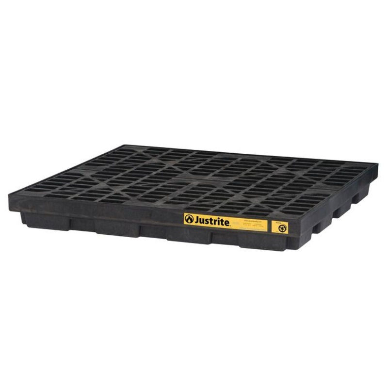 4 Drum Accumulation Center, 49 Gallon Spill Capacity, EcoPolyBlend, No Drain, Black - 28657