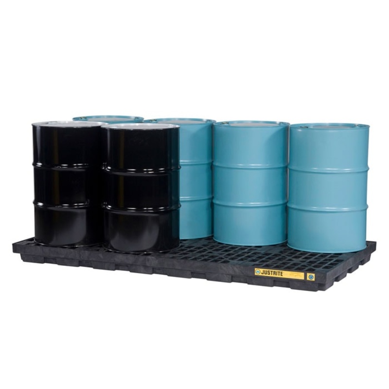 8 Drum Accumulation Center, 98 Gallon Spill Capacity, EcoPolyBlend, No Drain, Black - 28661