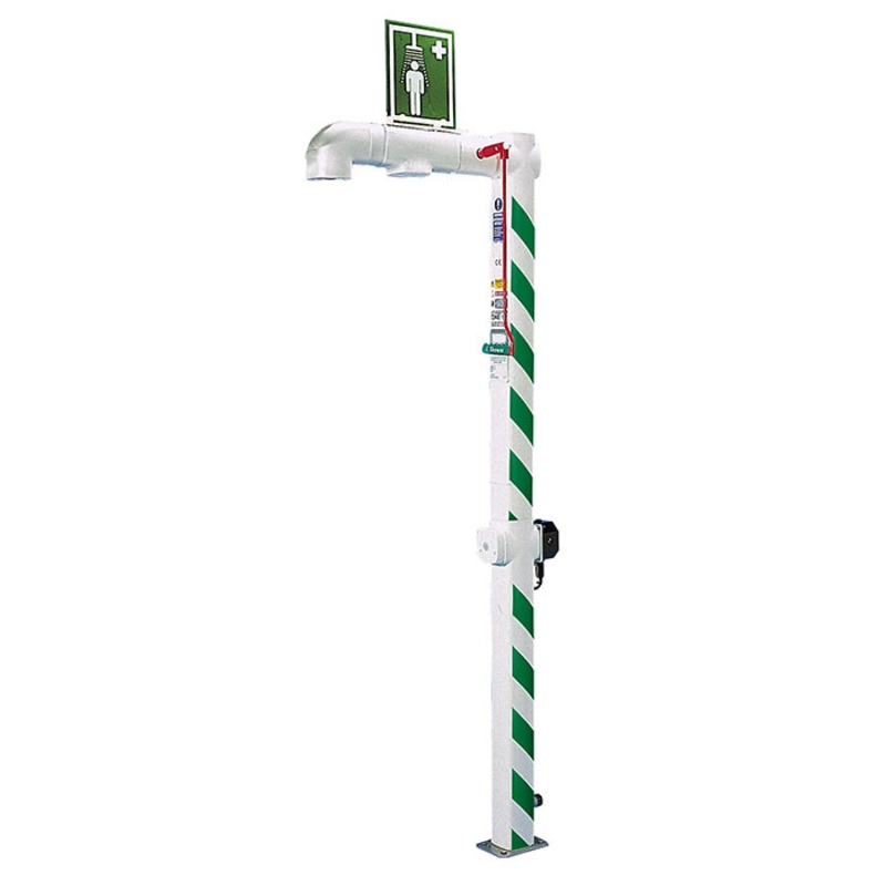 Floor Mount, Closed ABS Bowl, Freeze Protected Hughes Drench Shower, Stainless Steel Pipe, 120V - H5GS-1H