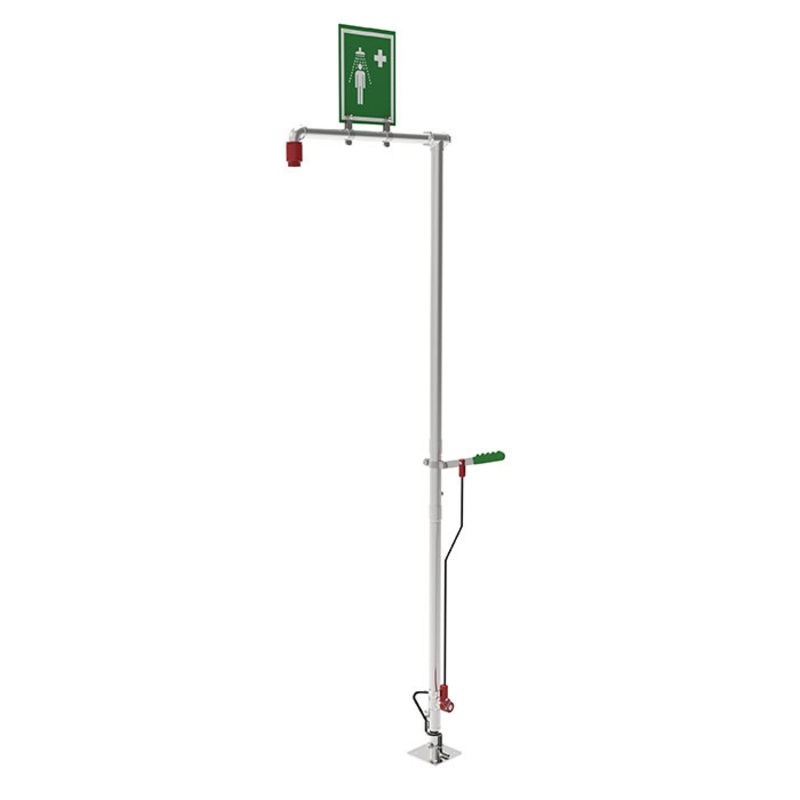 Floor Mount, Self-Draining Hughes Drench Shower, Stainless Steel Pipe - SD18GS