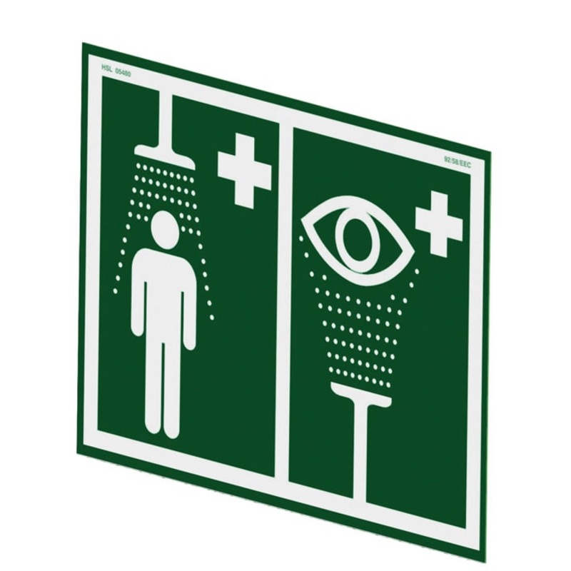 Universal Safety Shower and Eye/Face Wash Sign for Wall Mounting - ES-SIGN