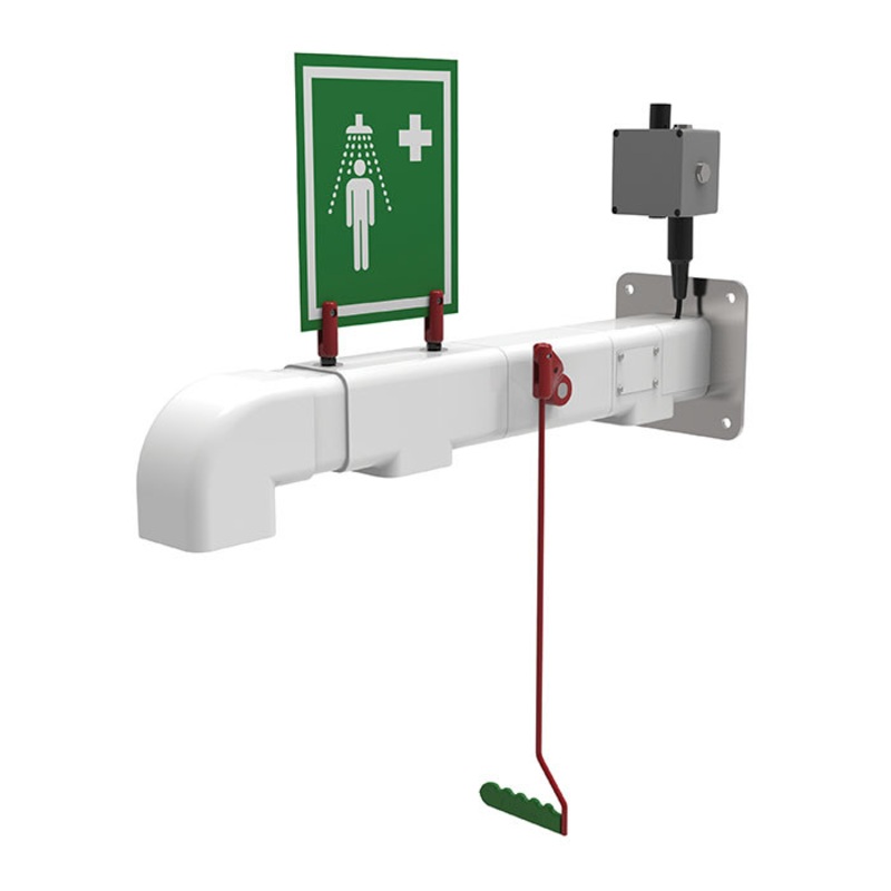 Wall Mount, Freeze Protected Hughes Drench Shower, Stainless Steel Pipe, 240V - H2GS-2H